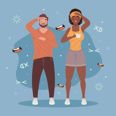 Irklar arası, gülen komik karakterler.