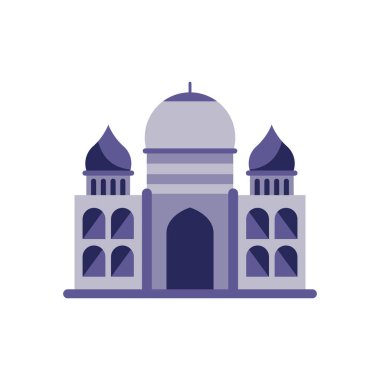 Mor Tac Mahal bina tasarımı beyazın üzerinde