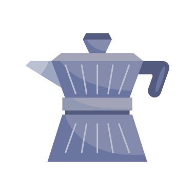 Kahve demliği beyaz üzerine buharlı illüstrasyon