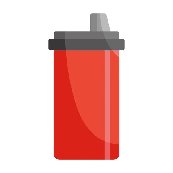 Czerwony Plastikowy Wzór Butelki Nad Białym — Wektor stockowy