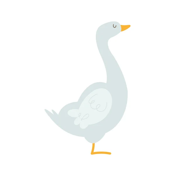 Cute Duck Standing White — Stock Vector