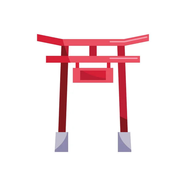 Porte Torii Rouge Design Sur Blanc — Image vectorielle