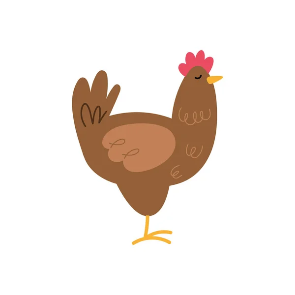 Cute Rooster Standing White — Stock Vector
