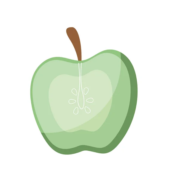 Saftiger Grüner Apfel Über Weißer — Stockvektor