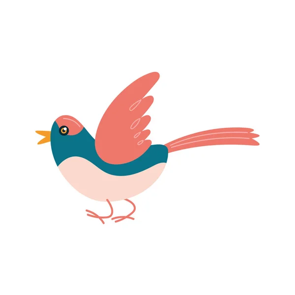 Volare Disegno Uccello Canterino Bianco — Vettoriale Stock