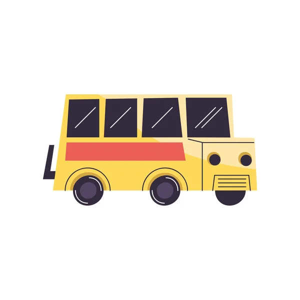 Žlutý Autobus Přepravující Cestující Izolované — Stockový vektor