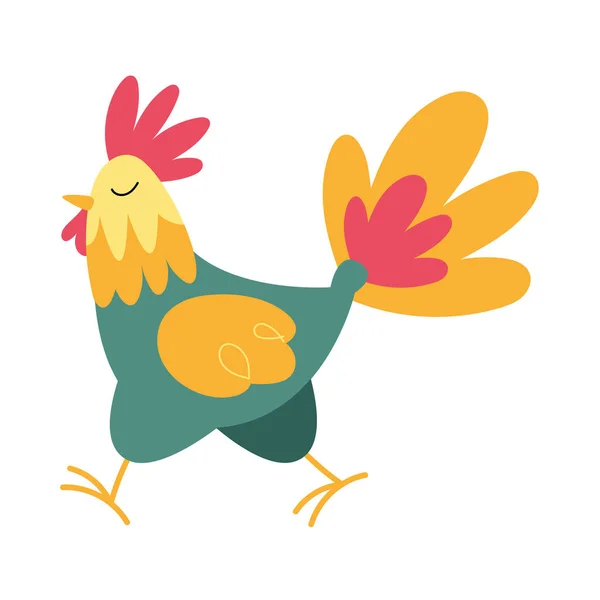 Cheerful Chicken Mascot White — Stock Vector