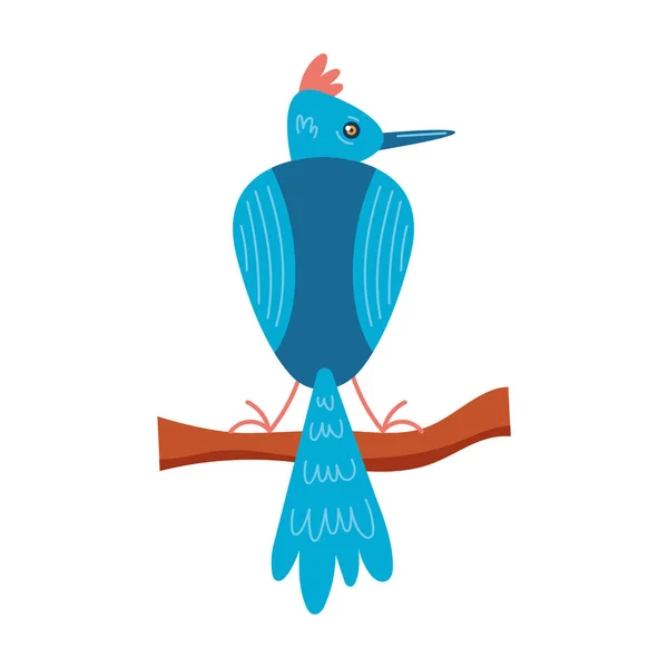 Lindo Pájaro Azul Con Pico Sobre Blanco — Archivo Imágenes Vectoriales