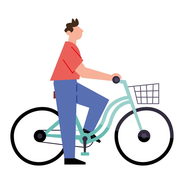 Забавный Человек Велосипеды Езда Велосипеде Спорта Изолированы — стоковый вектор