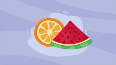 Tropikal ve taze meyve animasyonu, 4k video animasyonu