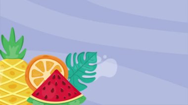 Tropikal ve taze meyve animasyonu, 4k video animasyonu