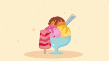 Dondurma, kupa animasyonu, 4k video animasyonu.