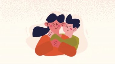 Oğul karakterli genç anne animasyon, 4k video animasyonu