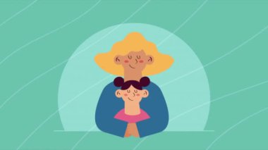 Oğul karakterli genç anne animasyon, 4k video animasyonu