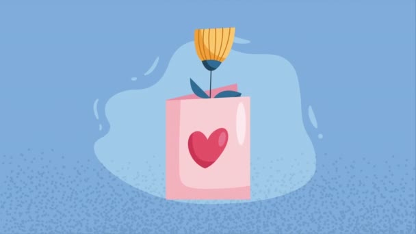 Heart Love Mug Flower Animation Video Animated — 비디오