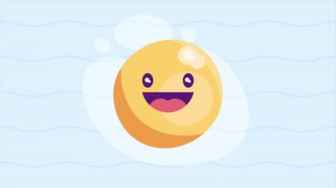 Mutlu emoji gülümseyen komik animasyon, 4k video animasyonu