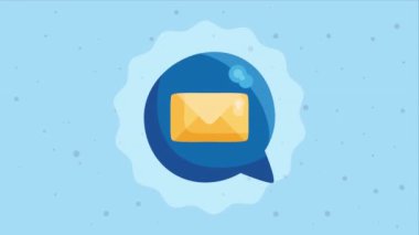 Zarf e- posta canlandırmalı konuşma balonu, 4k video canlandırması