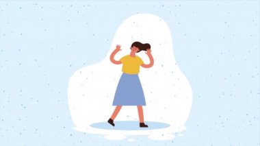 Genç kadın ayakta karakter animasyonu, 4k video animasyonu