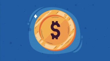 Madeni para dolar finansal animasyon, 4k video animasyonu