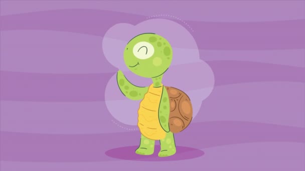 Cute Turtle Standing Walking Animation Video Animated — Stock Video