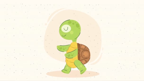 Cute Turtle Walking Character Animation Video Animated — Stock Video