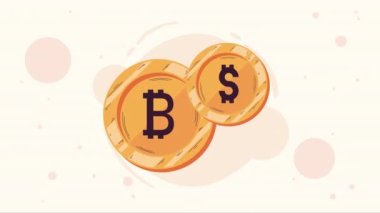 Kripto para birimi yatırımları dolar animasyonu, 4k video animasyonu