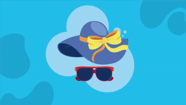 蓝色旅游帽配件动画 4K视频动画 — 图库视频影像