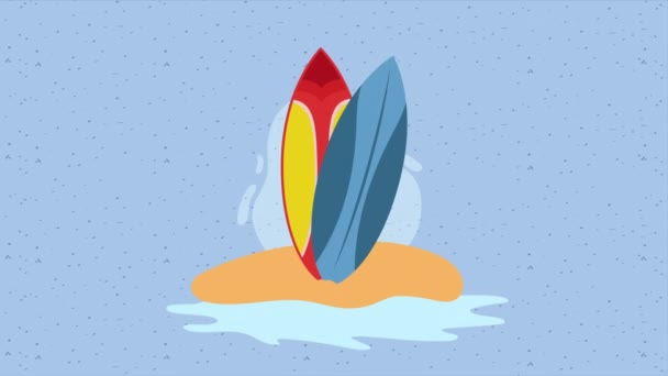 Ada Animasyonundaki Sörf Tahtaları Video Animasyonu — Stok video