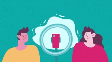 Akıllı telefon animasyonlu vloger çifti, 4k video animasyonu