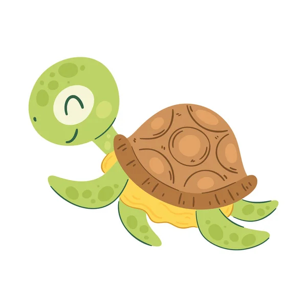 Happy Turtle Mascot Design White — Stock Vector