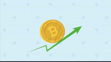 Bitcoin kripto para birimi animasyonu 4k video animasyonlu ok istatistikleri