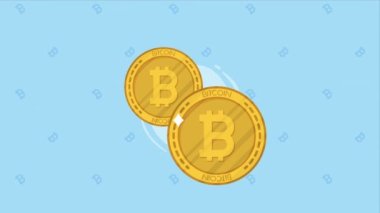 Altın bitcoin kripto para animasyon 4k video animasyonu