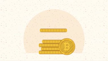 yığın bitcoins crypto döviz animasyon 4k video animasyonu