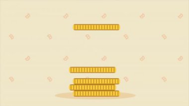 Bitcoins animasyon 4k video animasyonlu dizüstü bilgisayar kullanan iş adamı