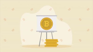 4k video animasyonunda kağıt tahta eğitimindeki bitcoin 'ler canlandırıldı