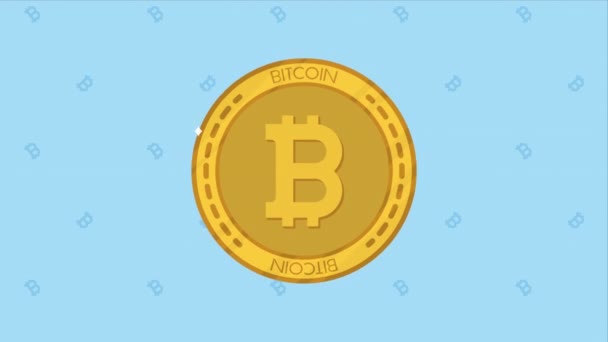 Golden Bitcoin Crypto Currency Animation Video Animated — стокове відео