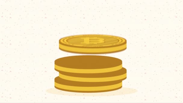 Podnikatel Pomocí Notebooku Bitcoins Animace Video Animované — Stock video