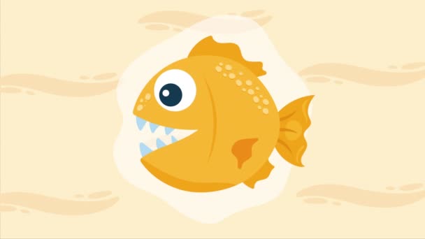 Gelbe Fische Schwimmen Sealife Animation Video Animiert — Stockvideo