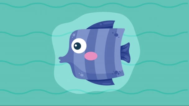 Lila Exotiska Fisk Sealife Animation Video Animerad — Stockvideo