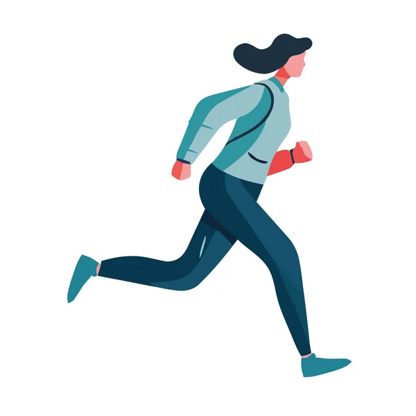 Vrouw Running Sport Race Met Snelheid Pictogram Geïsoleerd — Stockvector