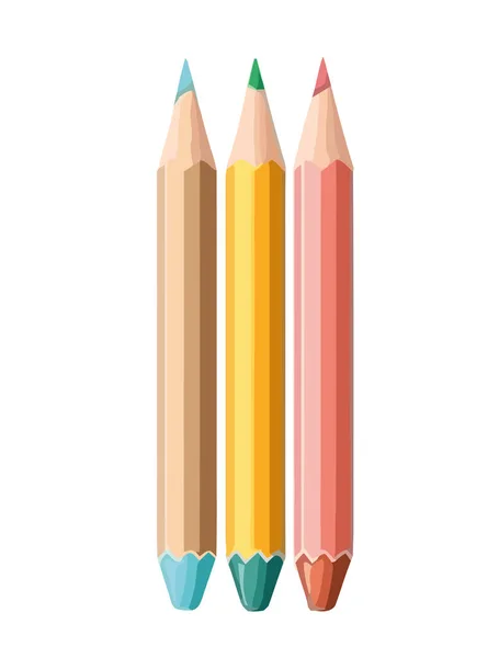 Crayons Couleur Fournit Icône Isolé — Image vectorielle