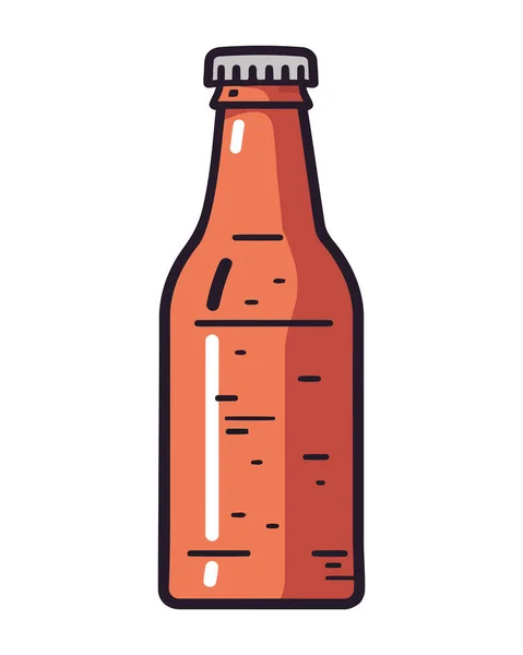 Botol Kaca Dengan Bir Menyegarkan Dalam Ikon Terisolasi - Stok Vektor