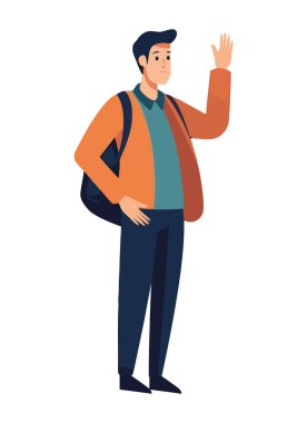 Sırt çantası simgesi olan adam karakteri izole edildi