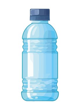 Simgenin içinde saf su bulunan şeffaf plastik şişe izole edildi