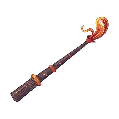 Antik yanan sihirli değnek ikonu izole edildi