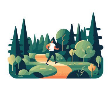 Adam dışarıda yürüyen manzara simgesi izole edildi