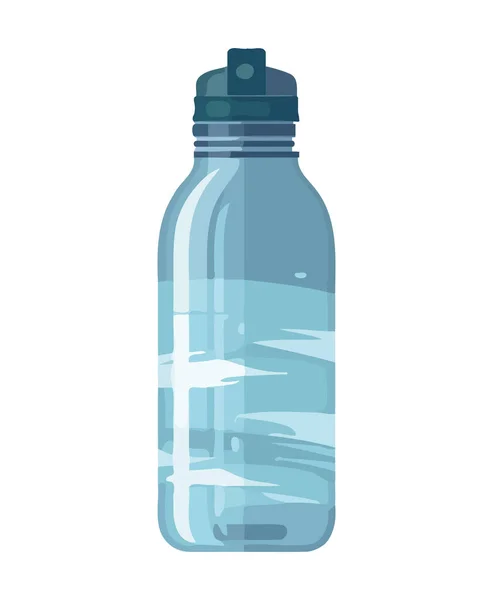 Gezuiverd Water Plastic Fles Met Dop Pictogram Geïsoleerd — Stockvector