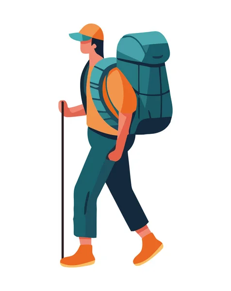 Eine Person Wandert Mit Rucksack Der Natur — Stockvektor