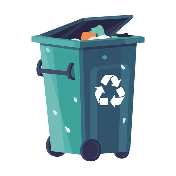 Recycling Symbool Groene Deksel Van Container Pictogram Geïsoleerd — Stockvector