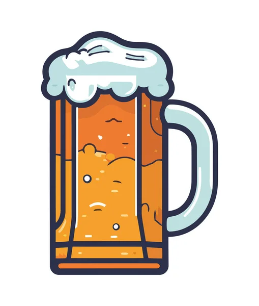 泡のビールマグカップは 孤立パブのアイコンでお祝いを象徴 — ストックベクタ
